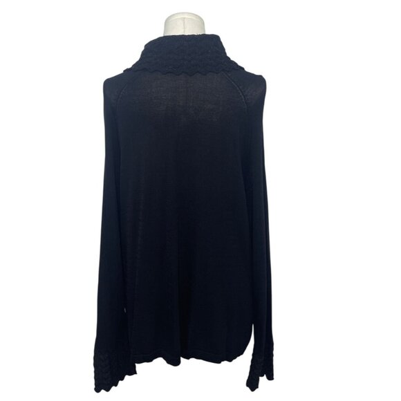 Anne Klein Black Knit Cowl Neck Sweater With Textured Collar - Picture 3 of 7